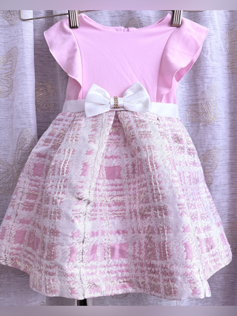 Purple Rose Toddler Girls 2T Pink Tweed Plaid Party Dress Bow Ruffle